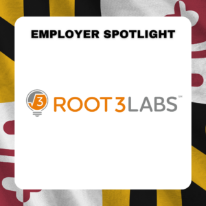 The image represents a employer spotlight for the company Root3 Labs, where the company logo in yellow and grey color is attached.